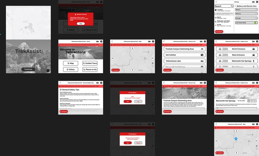 TrekAssist 可用性测试后的原型概念页面
